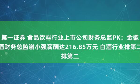 第一证券 食品饮料行业上市公司财务总监PK：金徽酒财务总监谢小强薪酬达216.85万元 白酒行业排第二